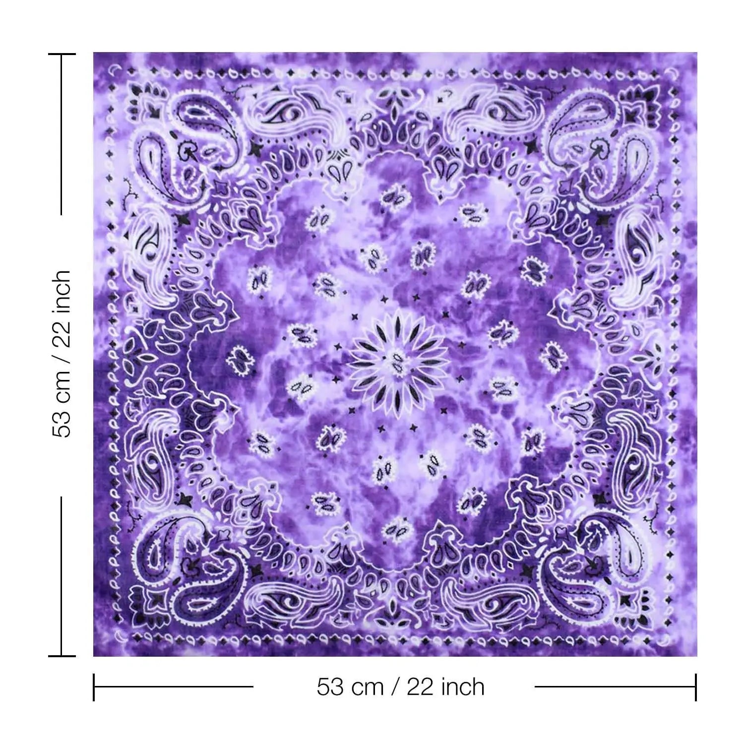 Purple tie dye paisley square scarf in 6-Pack Tie Dye Paisley Bandana - 100% Cotton.