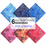 6-Pack Tie Dye Paisley Bandanas in Various Colors and Patterns - 100% Cotton