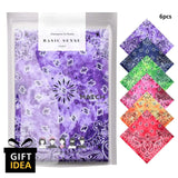 6-Pack Tie Dye Paisley Bandana - 100% Cotton gift box - set of six assorted bandana sheets