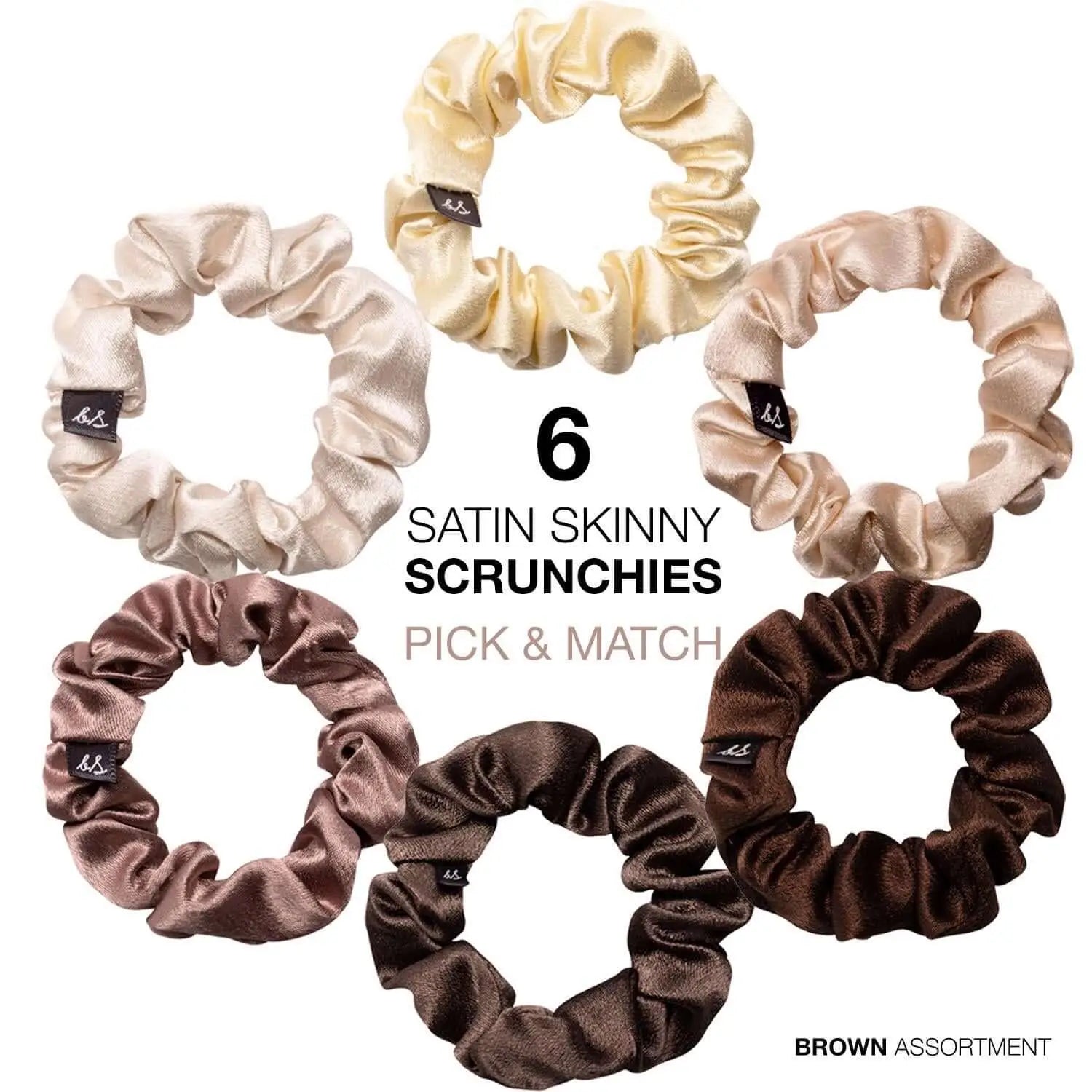 6 PCS Satin Hair Tie Scrunchies in Various Colors and Sizes