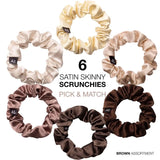 6 PCS Satin Hair Tie Scrunchies in Various Colors and Sizes