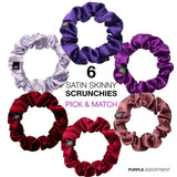 Close up of 6 PCS Satin Hair Tie Scrunchies on white background