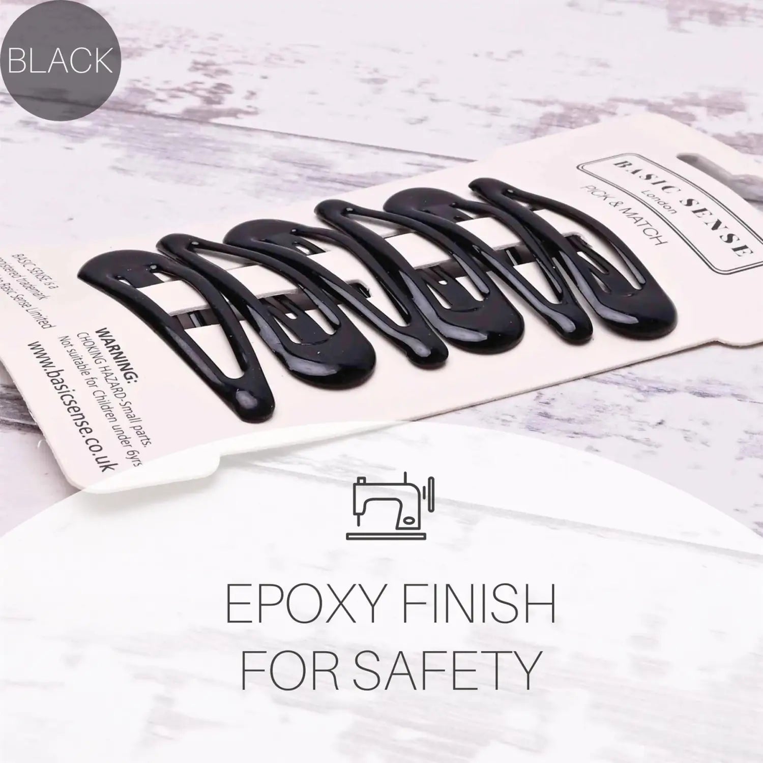 Black eyeglasses on white background, Epoxy Metal Hair Clips - School-Ready Durable Hairpins, 6pcs