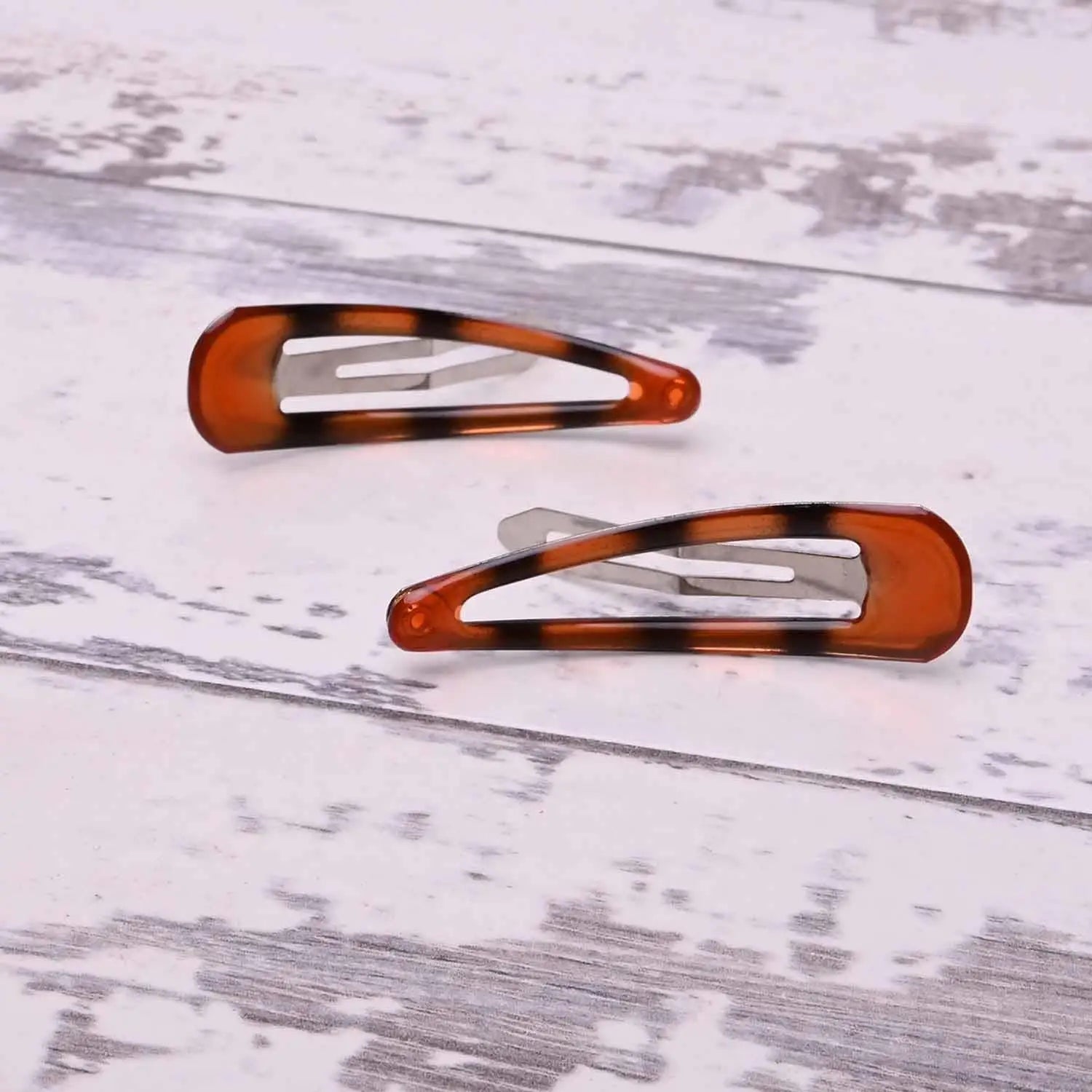 Epoxy metal hair clips on white wood - School-Ready Durable Hairpins, 2 of 6pcs