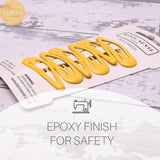 Yellow plastic sign with ’ex finish safety’ for Epoxy Metal Hair Clips - durable school hairpins