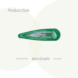 Close up of green epoxy metal hair clip on a white background - durable, school-ready hairpin