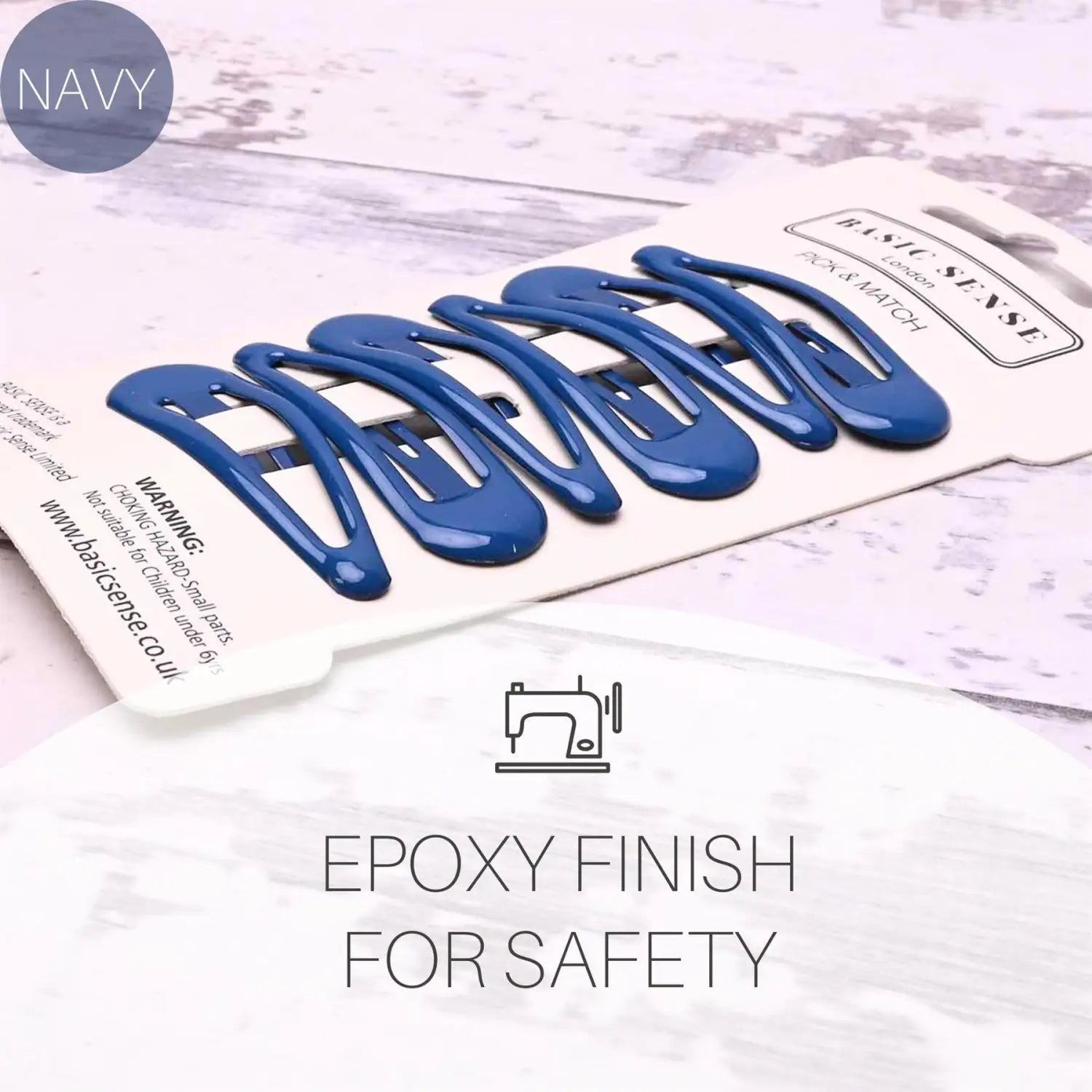 Epoxy Metal Hair Clips - Blue plastic eyelashes with ’ex finish,’ 6pcs durable hairpins