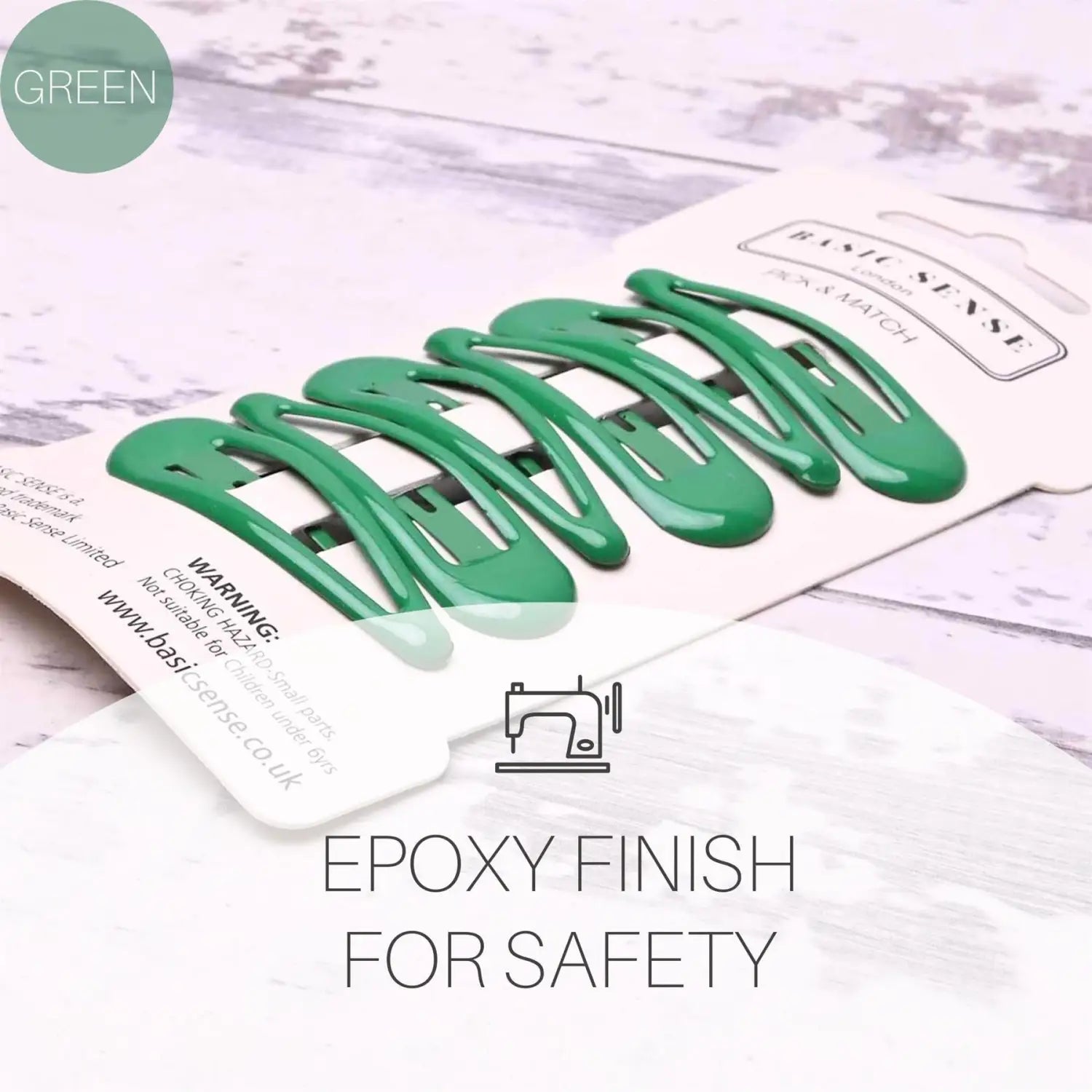 Green plastic bottle opener with ’ex finish safety’ text from Epoxy Metal Hair Clips set, 6pcs