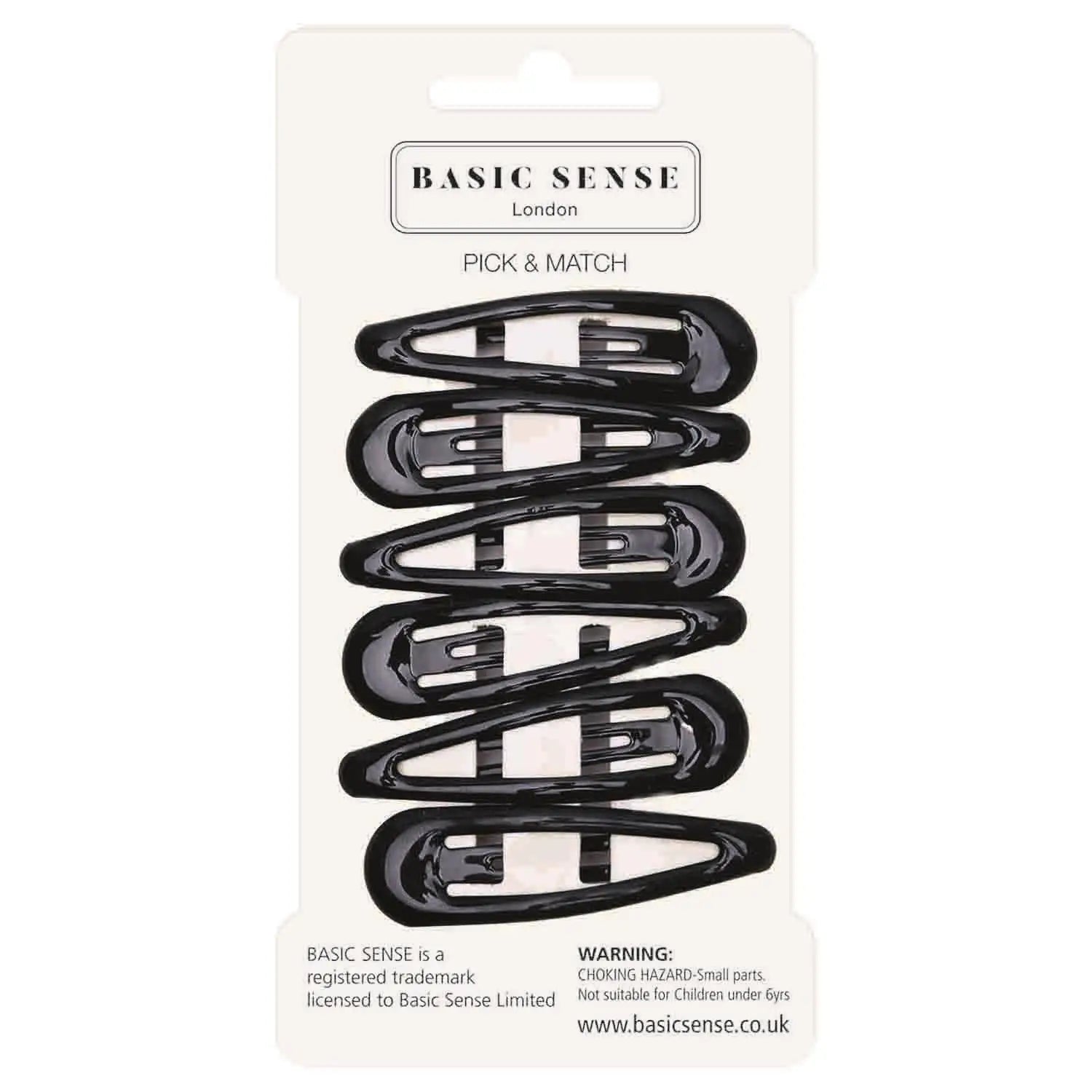 Epoxy metal hair clips, 6 pcs durable school-ready black hairpins