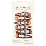 Epoxy metal hair clips - 3 pack of durable brown and white school-ready hairpins, 6pcs