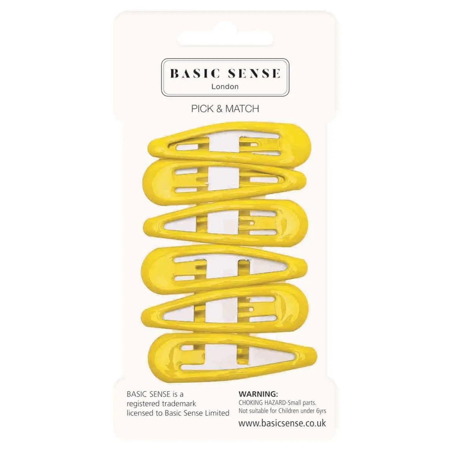 Close-up of bakne yellow plastic snaps on Epoxy Metal Hair Clips, School-Ready Durable Hairpins, 6pcs