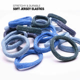 Active Hair Ties - Blue and Grey Jersey Marl Sports Hair Elastics, 8pcs