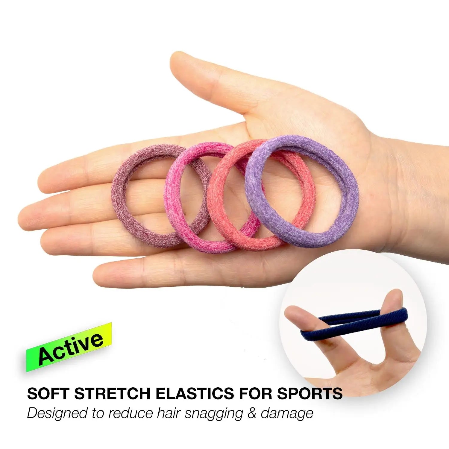 Three jersey marl sports hair elastics in different colors