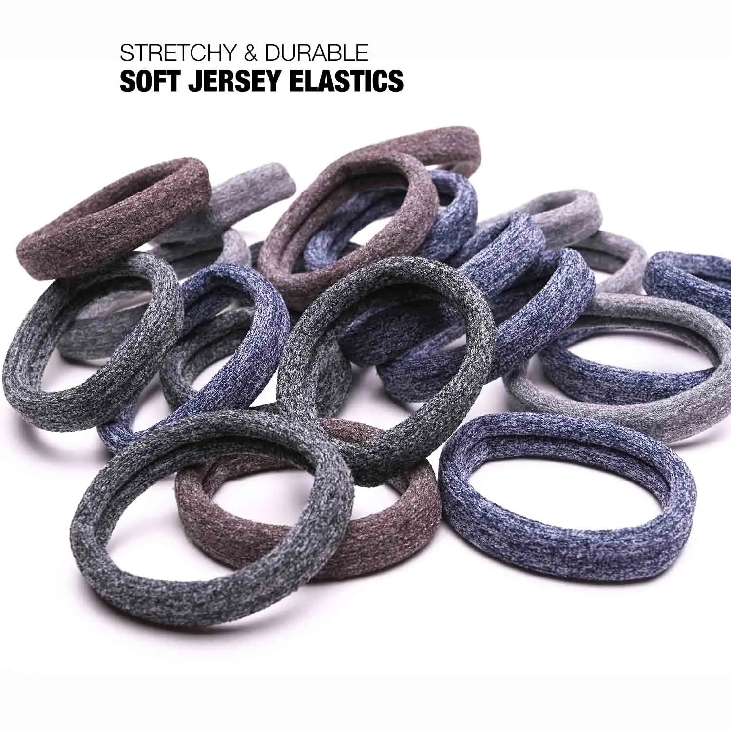 Multi-colored jersey marl sports hair elastics from Active Hair Ties