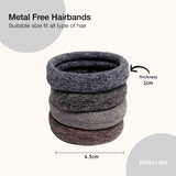 Grey wool hair bands for sports, 8pcs - Active Hair Ties with measurements