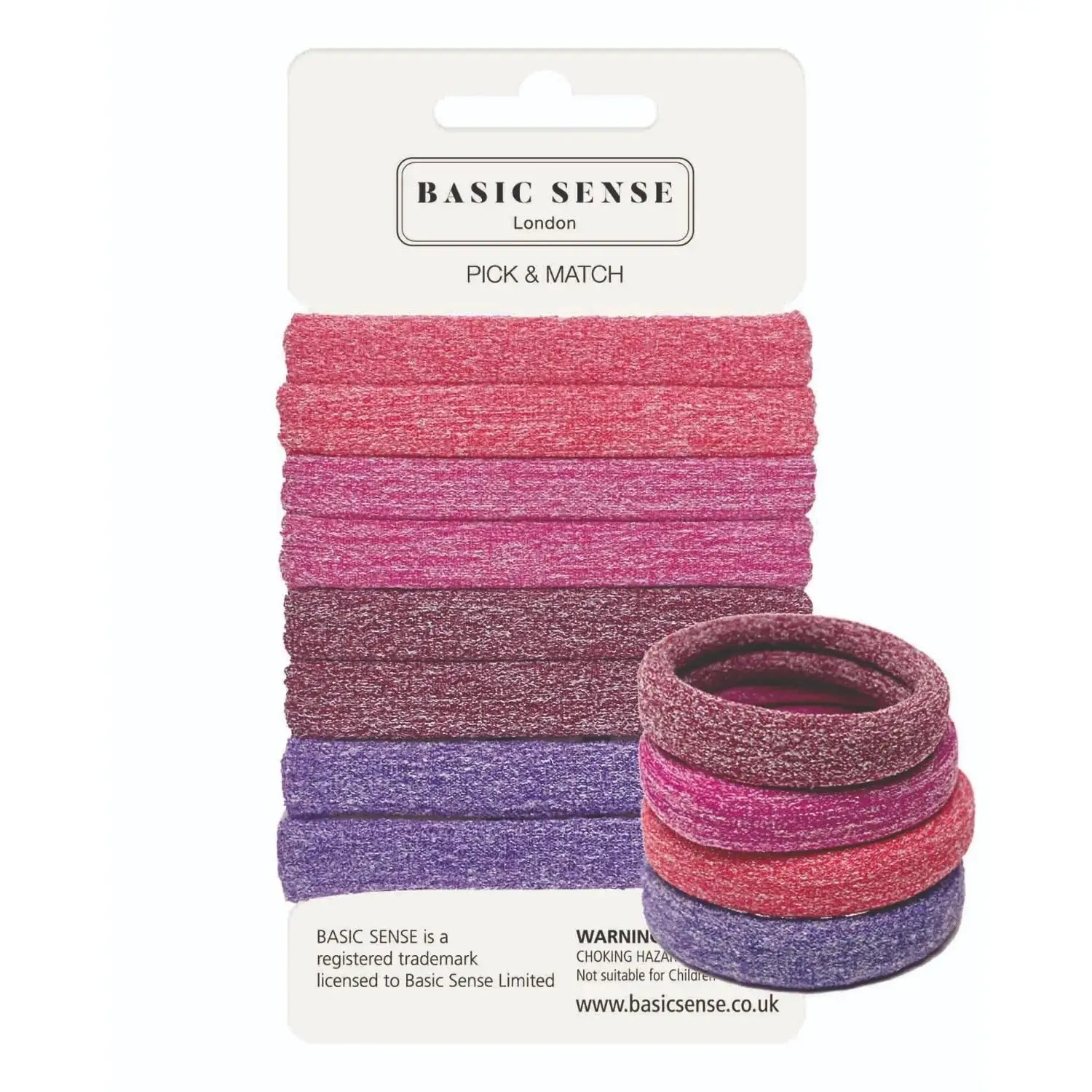 Active Hair Ties, Seamless Strong Hold Elastics for Sports, 8pcs in Purple and Pink Colors