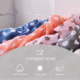 Polka Dot Oversized Maxi Scarf for Women with Colorful Scarves on White Background