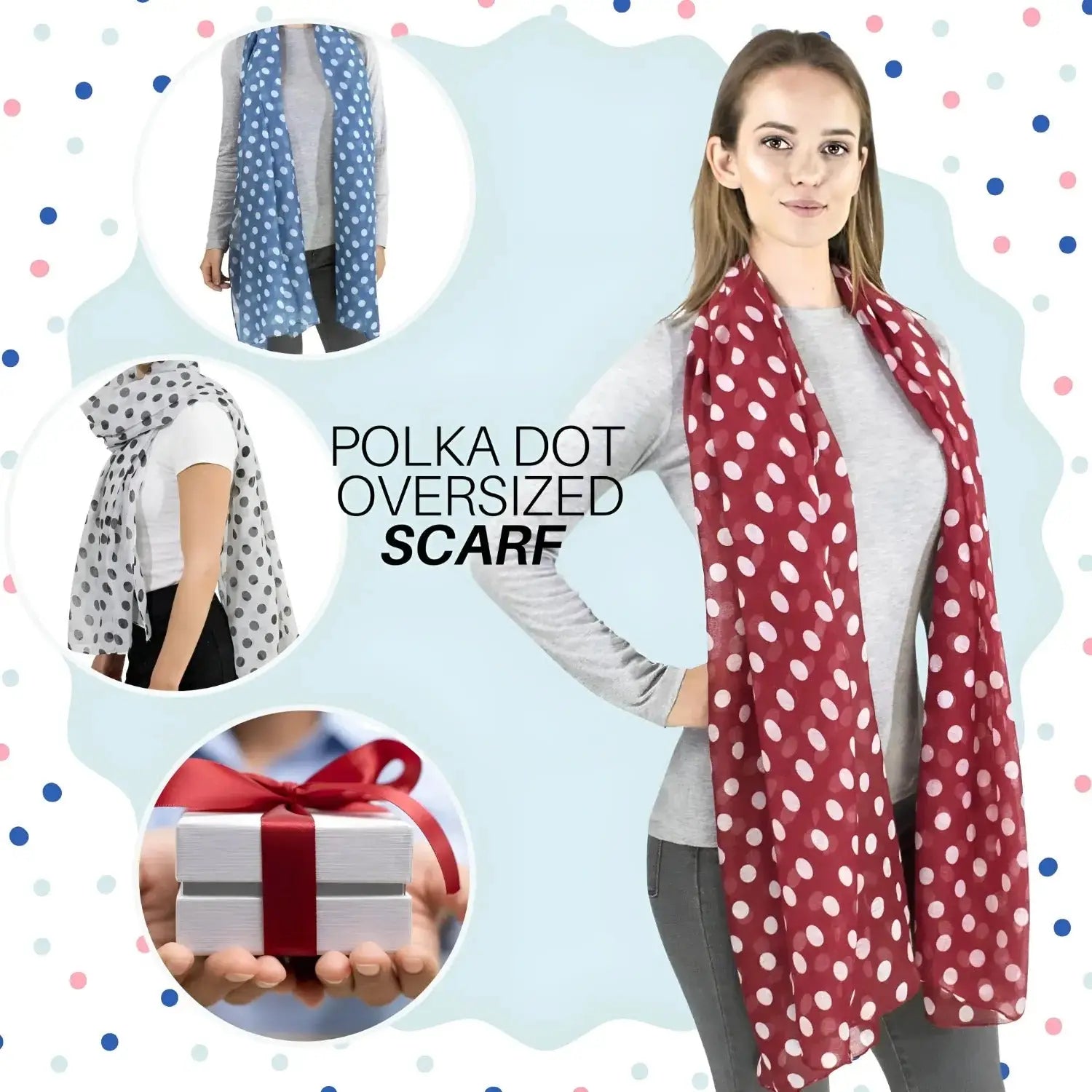 Vintage Polka Dot Scarf for Women in Retro Style