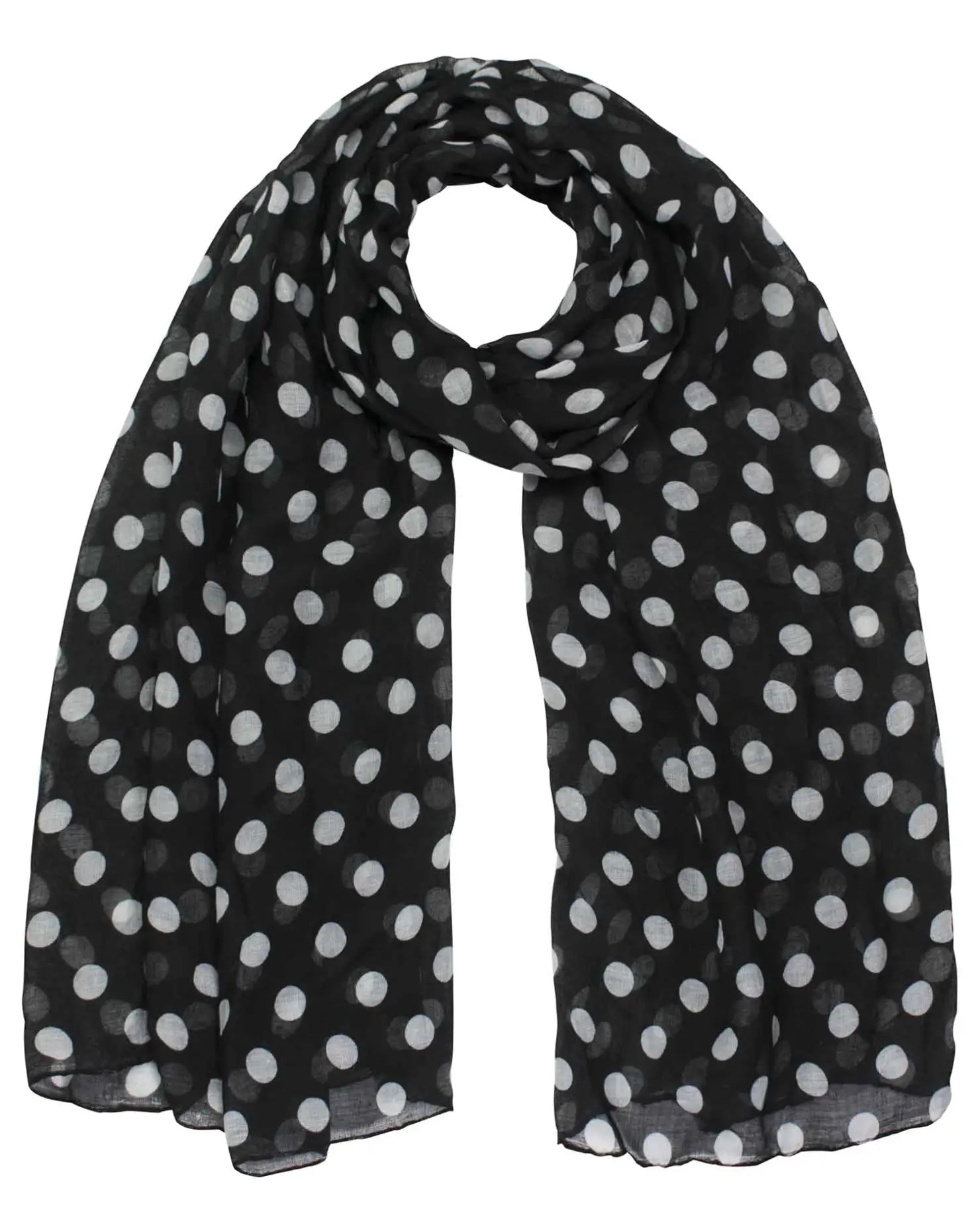 Retro polka dot scarf for women, black and white oversized maxi design