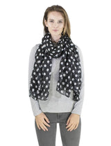 Retro polka dot scarf for women in black and white pattern