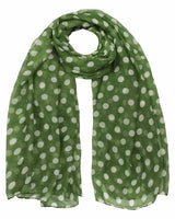 Retro polka dot green scarf for women