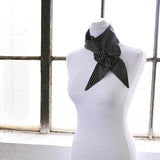 Black and white polka dot sash scarf on man - Polka Dot Satin Sash Scarf & Matching Hair Pin Set.