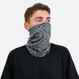 Man wearing black and white neck gaiter from Active Performance.