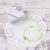 Adjustable Diamante Ball Friendship Bracelet - White Gift Box with Green Ribbon