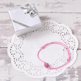 Adjustable Diamante Ball Friendship Bracelet in White Box with Pink Ribbon