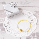 Adjustable Diamante Ball Friendship Bracelet - Yellow bracelet with gold bead