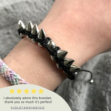 Adjustable Gothic Spike Stud Bracelet with Black and Silver Spike