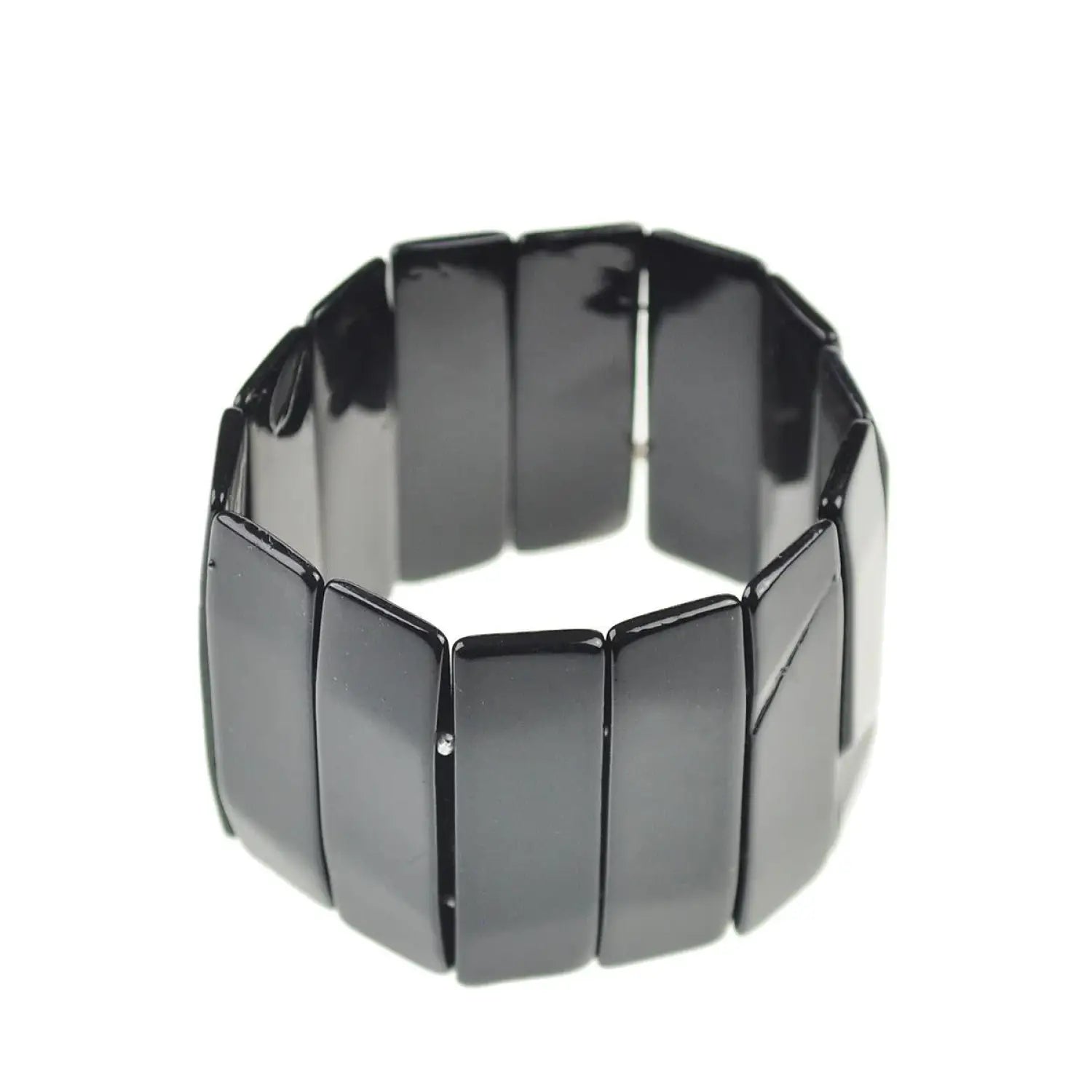 Adjustable shell bar stretch bracelet with square design