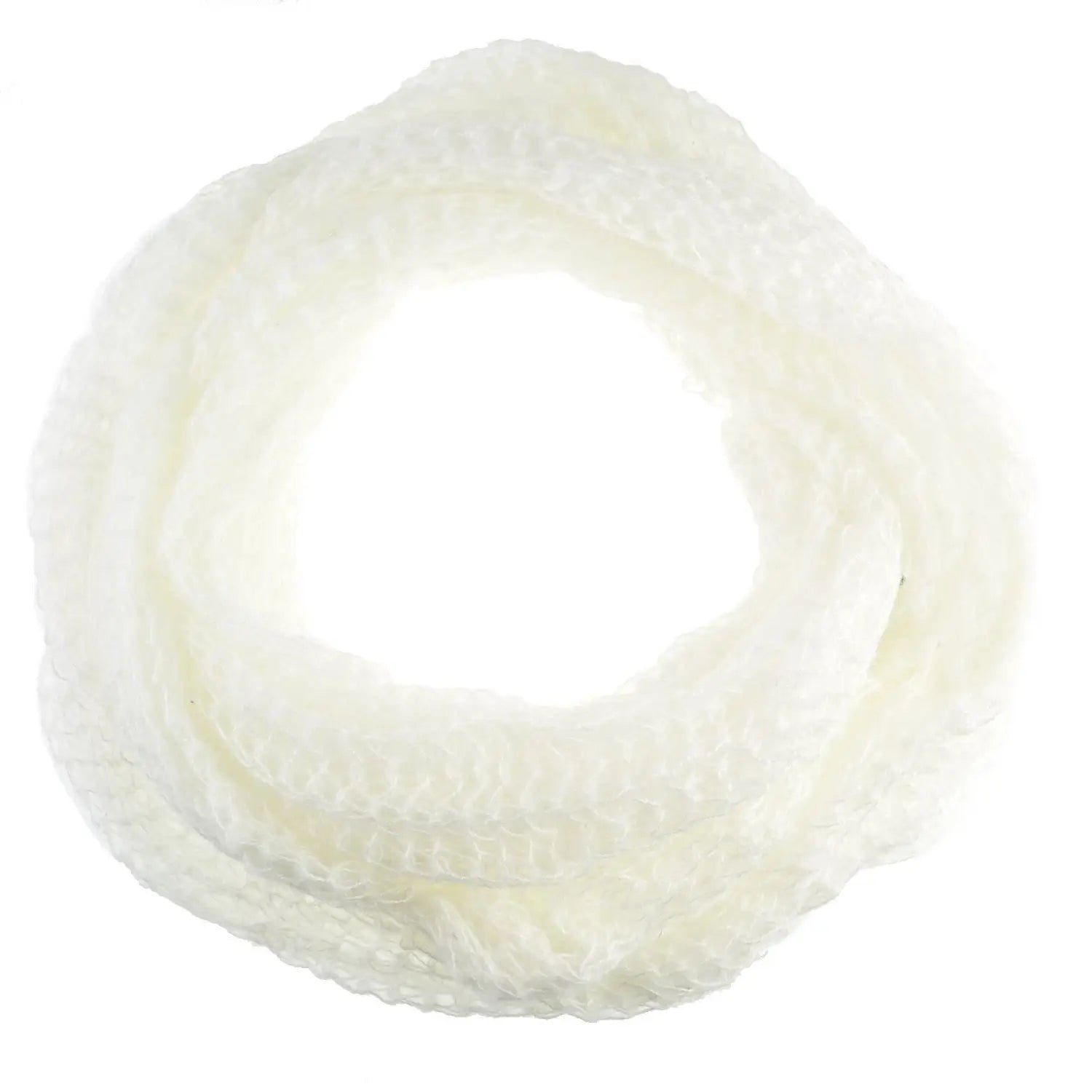 Soft knitted white snood scarf with circle design by Autumn Winter