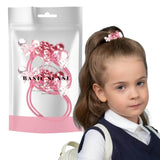 Girl with pink bow holding Beaded Hair Elastics for Kids