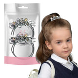 Little girl wearing flower ring with Beaded Hair Elastics for Kids - Double Elastic Bobbles