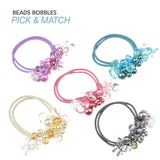 Beaded hair elastics with flowers and pearls for kids