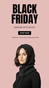 Black hoodie with cowl neck and drawstring, made of soft cotton