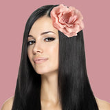Bohemian 3D Flower Hair Headband for Spring and Summer with Long Black-Haired Woman