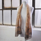 Bohemian floral chiffon scarf with brown and black design