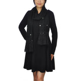 Woman in black coat and dress - Bohemian Retro Ruffle Maxi Scarf