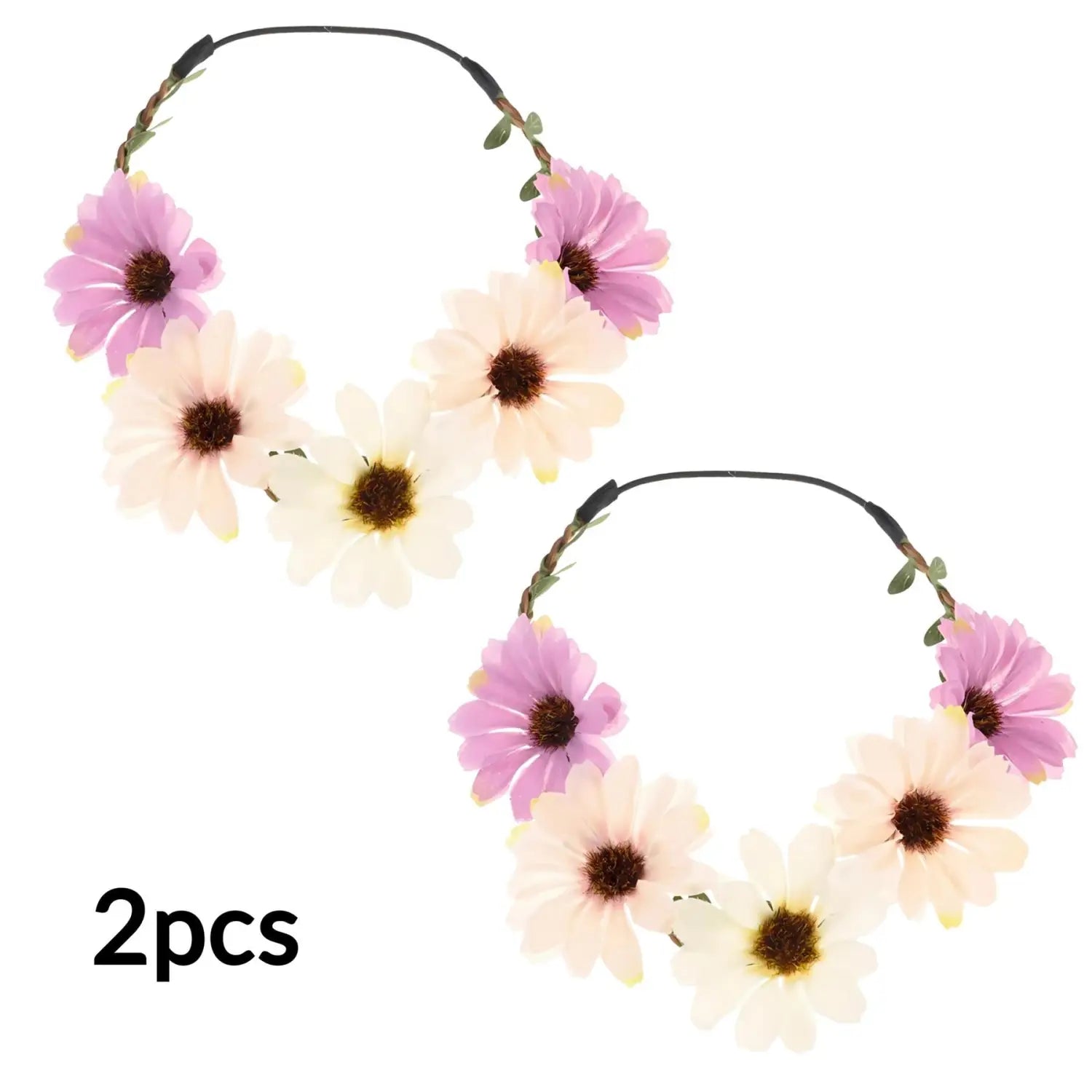 Boho Daisy Floral Headband Elastic Wreath - Hair Accessory Set