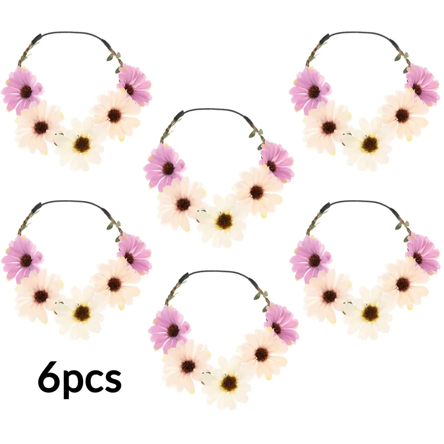 Boho Daisy Floral Headband Elastic Wreath - Hair Accessory Set