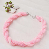 Boho Seeds Beads Braided Necklace - Baby Pink