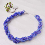 Boho Seeds Beads Braided Necklace - Blue