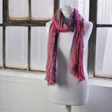 Bold Multicoloured Striped Scarf with Frayed Edges on Mannequin