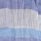 Bold Striped Crinkled Scarf with Tassels in Blue and White Color