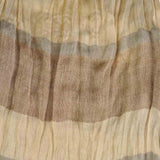 Bold striped crinkled and textured scarf with tassels in beige and brown stripes
