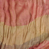Pink and yellow bold striped crinkled scarf with tassels