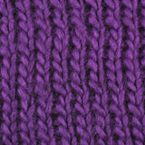 Purple bow-detailed knitted headband on black background