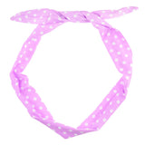 Pink and white polka dot wire headband with bunny ears design